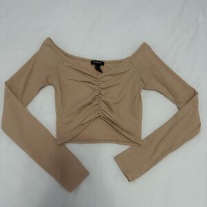 Tan long sleeve crop top